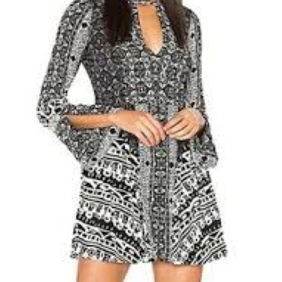 Free People Dresses & Skirts - Free People Monochrome Patterned Long Sleeve Dress